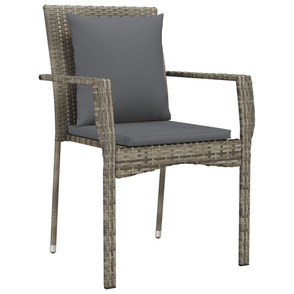 Set da Pranzo da Giardino 7 pz con Cuscini in Polyrattan Grigio | homemem39