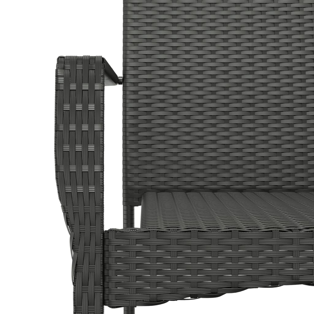 Set da Pranzo da Giardino 3 pz con Cuscini Nero in Polyrattan | homemem39