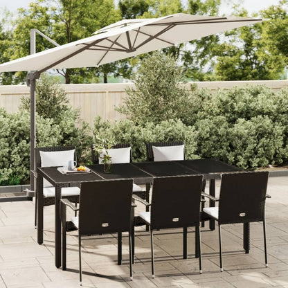 Set da Pranzo da Giardino 7 pz Nero con Cuscini in Polyrattan - homemem39