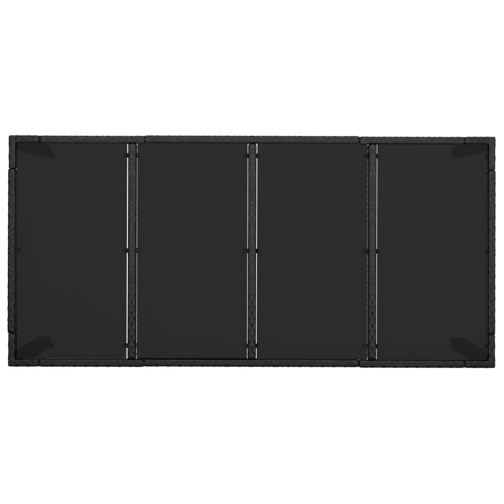 Set da Pranzo da Giardino 9 pz con Cuscini Nero in Polyrattan | homemem39