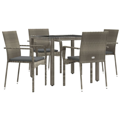 Set da Pranzo da Giardino 5 pz con Cuscini in Polyrattan Grigio - homemem39
