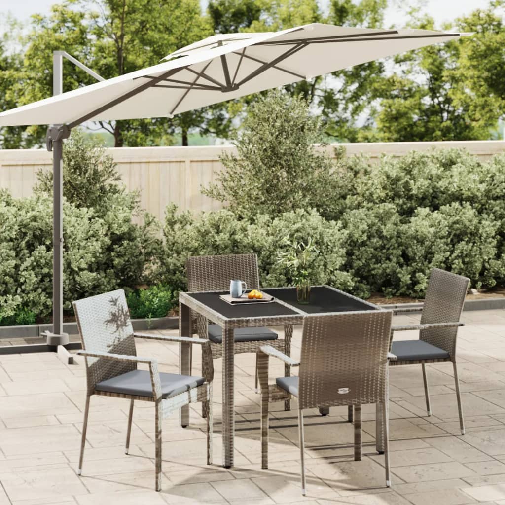 Set da Pranzo da Giardino 5 pz con Cuscini in Polyrattan Grigio - homemem39