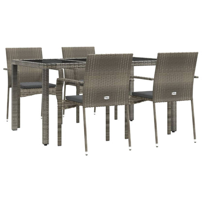 Set da Pranzo da Giardino 5 pz con Cuscini in Polyrattan Grigio - homemem39
