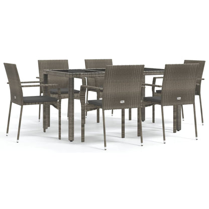 Set da Pranzo da Giardino 7 pz con Cuscini in Polyrattan Grigio - homemem39