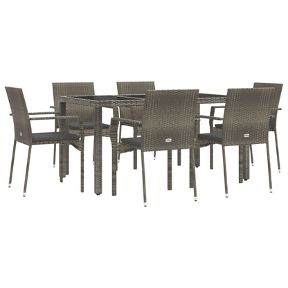 Set da Pranzo da Giardino 7 pz con Cuscini in Polyrattan Grigio - homemem39