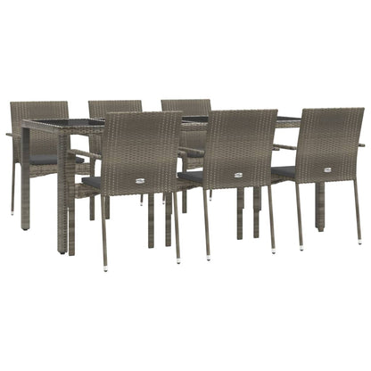 Set da Pranzo da Giardino 7 pz con Cuscini in Polyrattan Grigio | homemem39