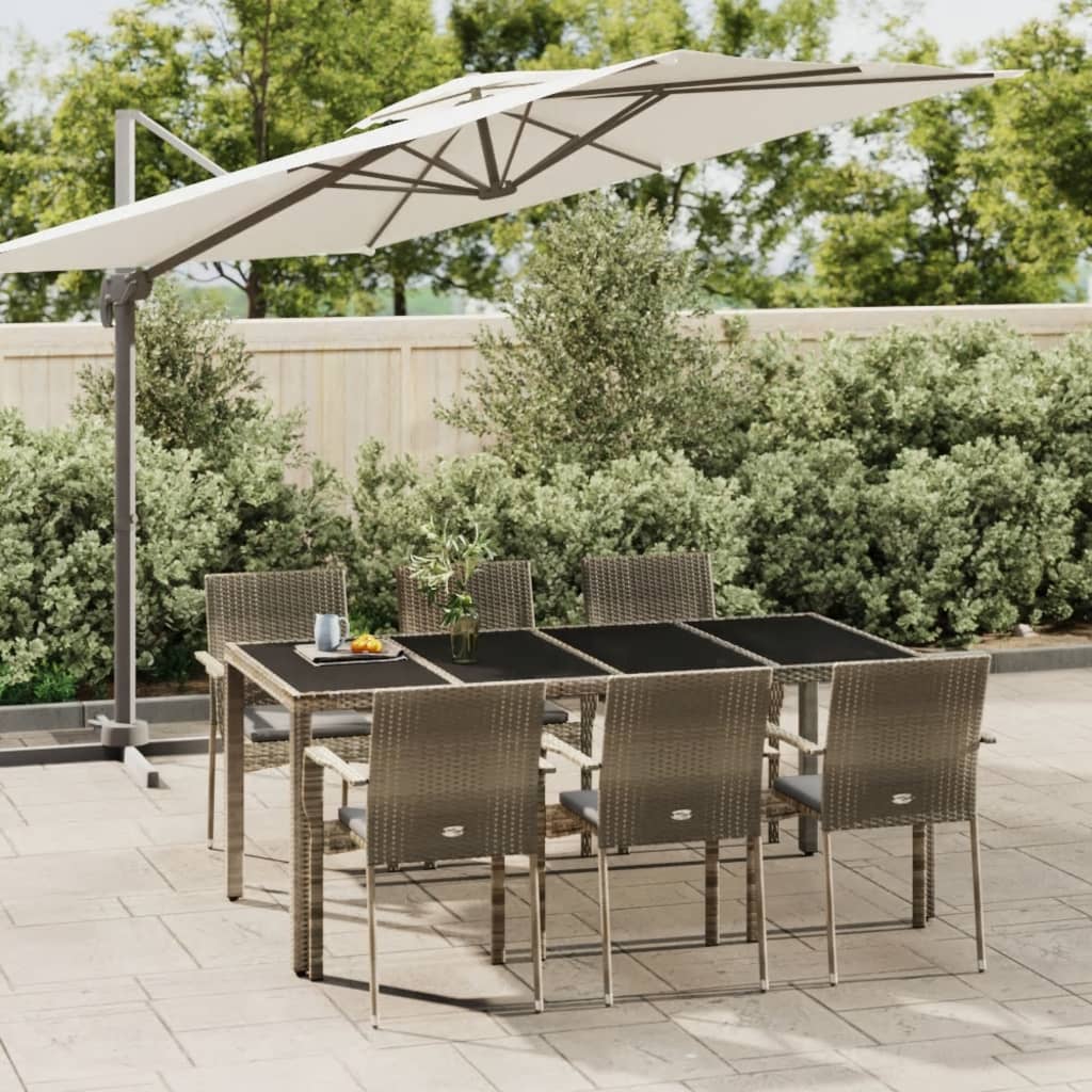 Set da Pranzo da Giardino 7 pz con Cuscini in Polyrattan Grigio - homemem39