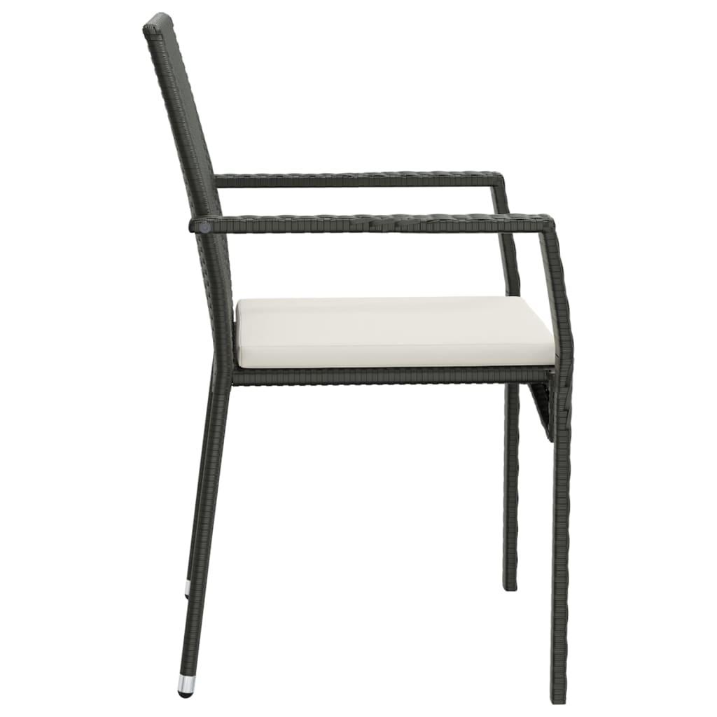 Set da Pranzo da Giardino 5 pz Nero con Cuscini in Polyrattan | homemem39