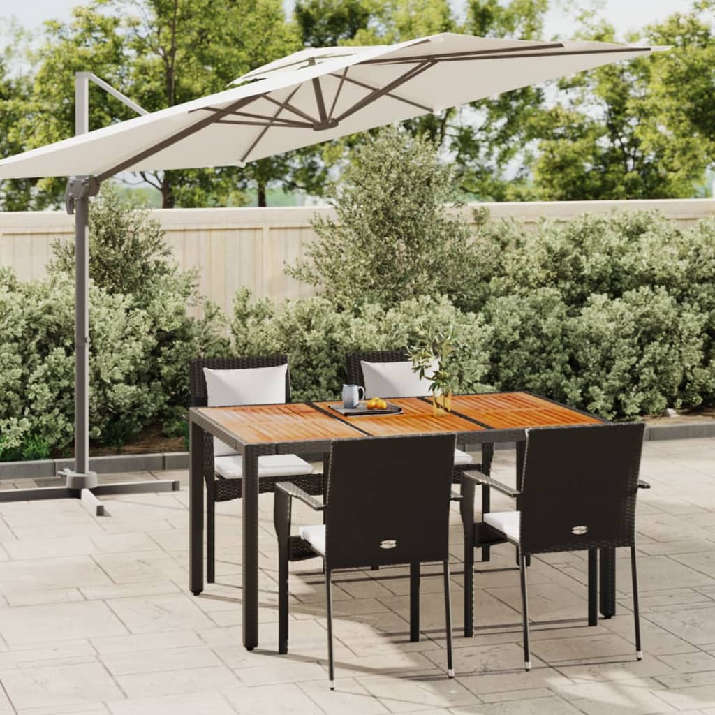 Set da Pranzo da Giardino 5 pz Nero con Cuscini in Polyrattan - homemem39