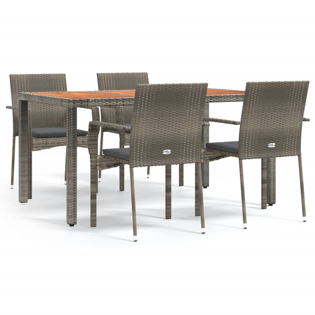 Set da Pranzo da Giardino 5 pz con Cuscini in Polyrattan Grigio | homemem39
