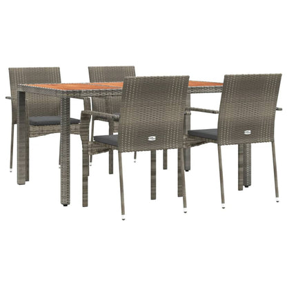Set da Pranzo da Giardino 5 pz con Cuscini in Polyrattan Grigio | homemem39