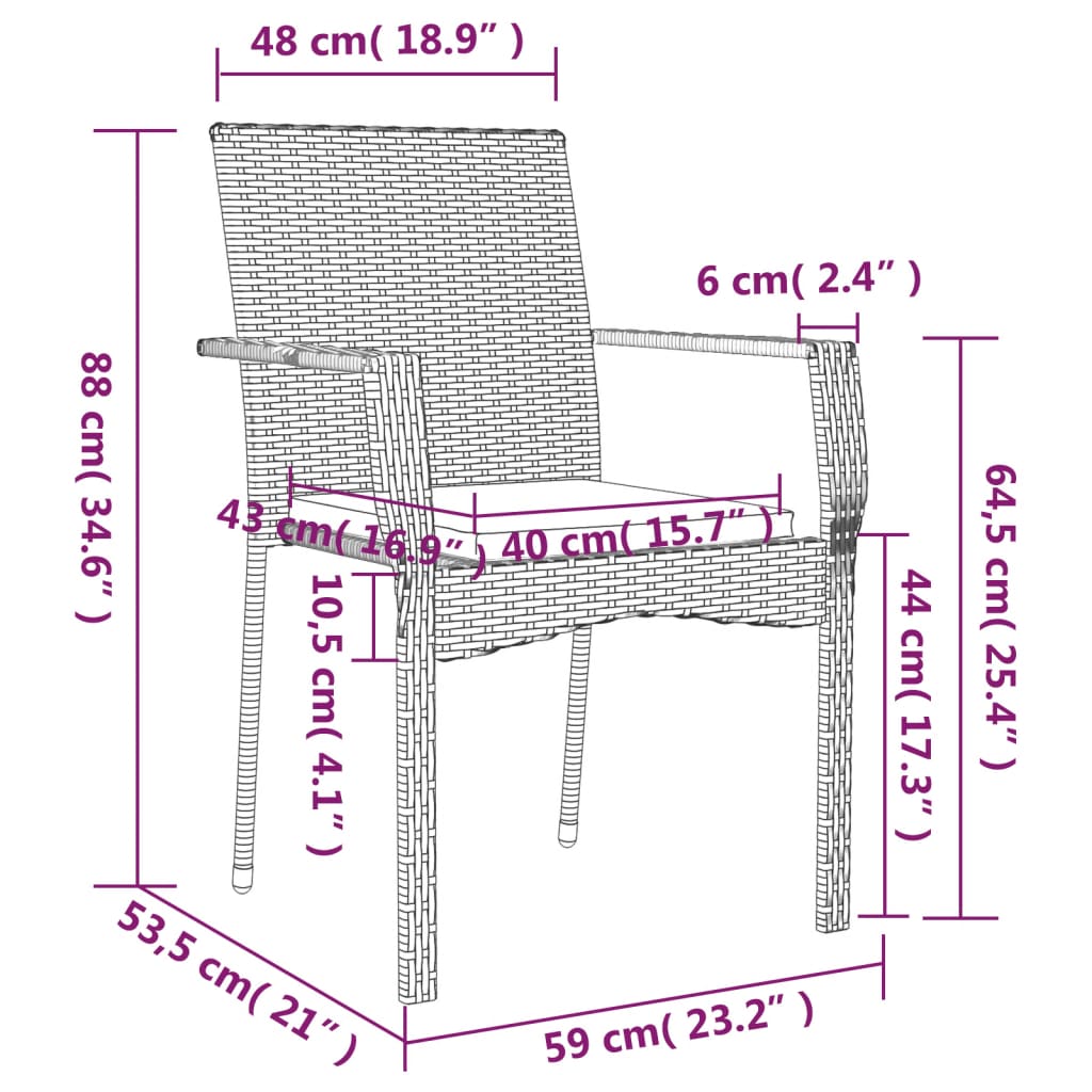 Set da Pranzo da Giardino 5 pz con Cuscini in Polyrattan Grigio | homemem39