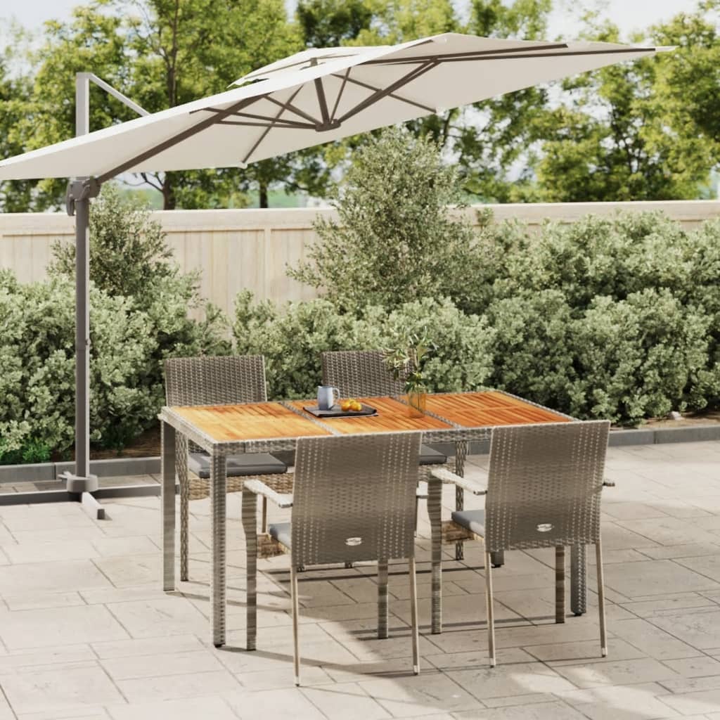 Set da Pranzo da Giardino 5 pz con Cuscini in Polyrattan Grigio | homemem39