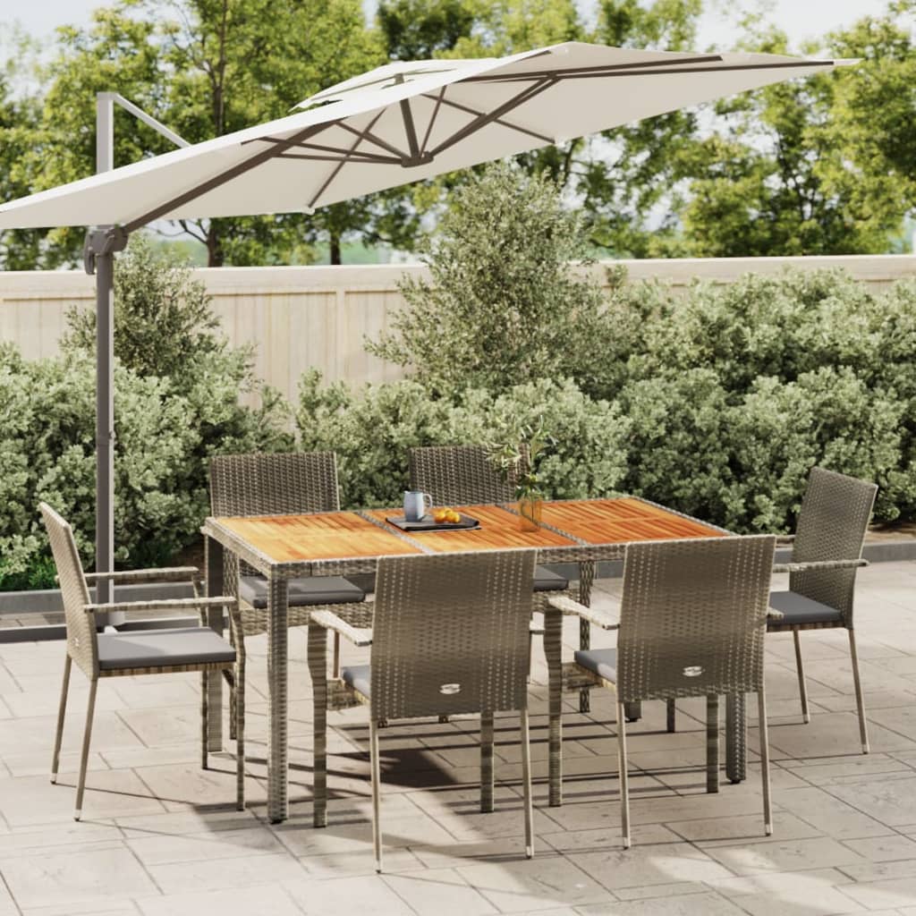 Set da Pranzo da Giardino 7 pz con Cuscini in Polyrattan Grigio - homemem39