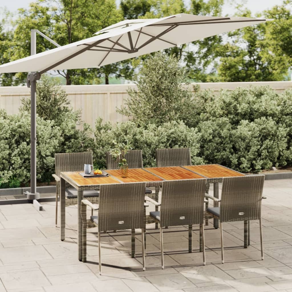 Set da Pranzo da Giardino 7 pz con Cuscini in Polyrattan Grigio | homemem39