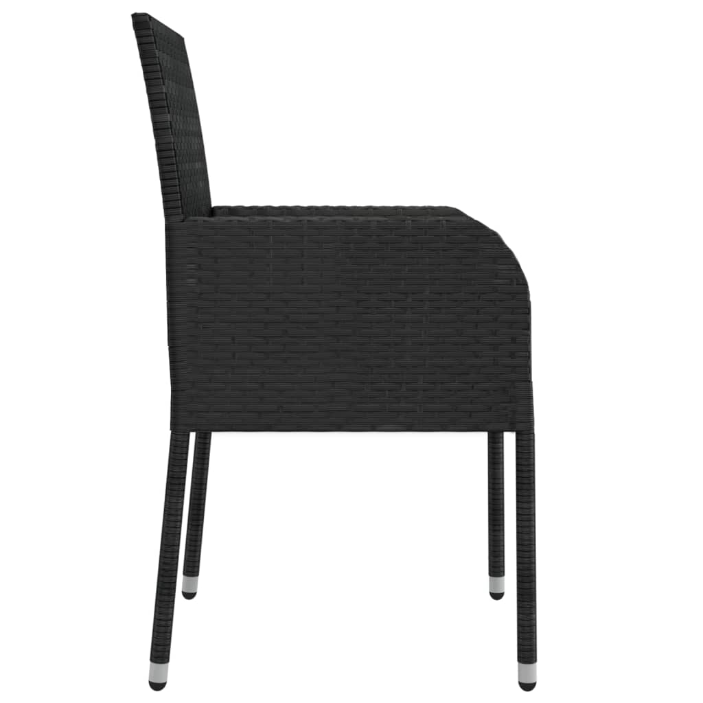 Set da Pranzo da Giardino 9 pz con Cuscini Nero in Polyrattan - homemem39