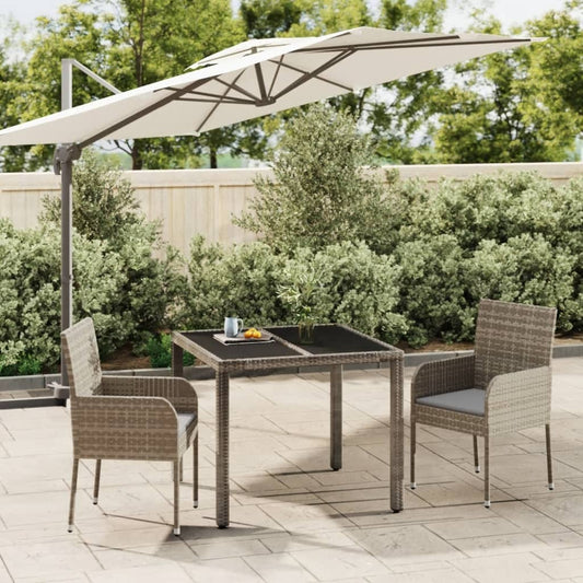 Set da Pranzo da Giardino 3 pz con Cuscini in Polyrattan Grigio - homemem39