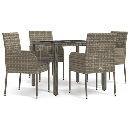 Set da Pranzo da Giardino 5 pz con Cuscini in Polyrattan Grigio - homemem39