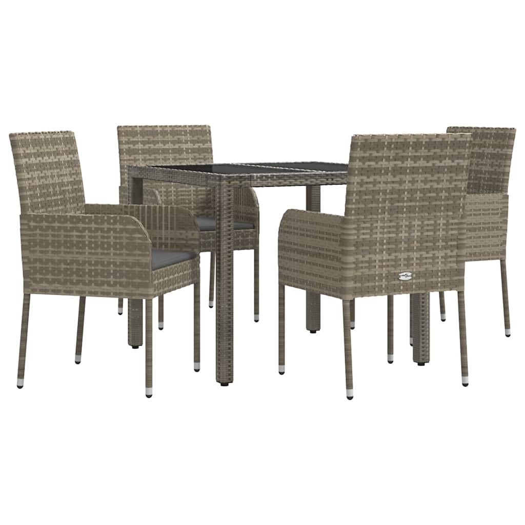 Set da Pranzo da Giardino 5 pz con Cuscini in Polyrattan Grigio - homemem39