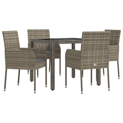 Set da Pranzo da Giardino 5 pz con Cuscini in Polyrattan Grigio - homemem39