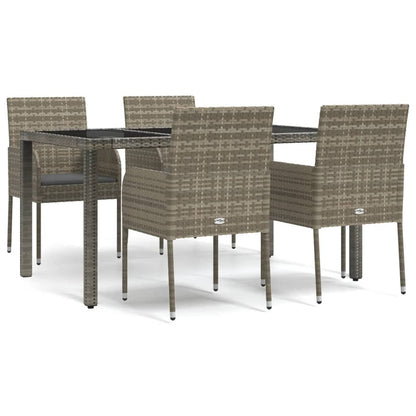 Set da Pranzo da Giardino 5 pz con Cuscini in Polyrattan Grigio - homemem39