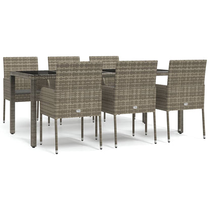 Set da Pranzo da Giardino 7 pz con Cuscini in Polyrattan Grigio - homemem39