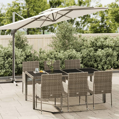 Set da Pranzo da Giardino 7 pz con Cuscini in Polyrattan Grigio - homemem39
