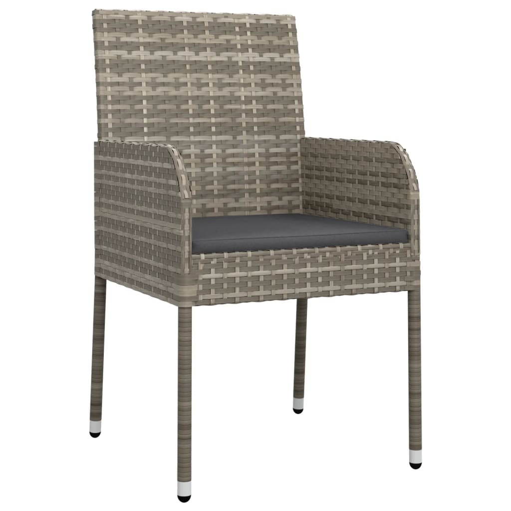 Set da Pranzo da Giardino 9 pz con Cuscini in Polyrattan Grigio | homemem39