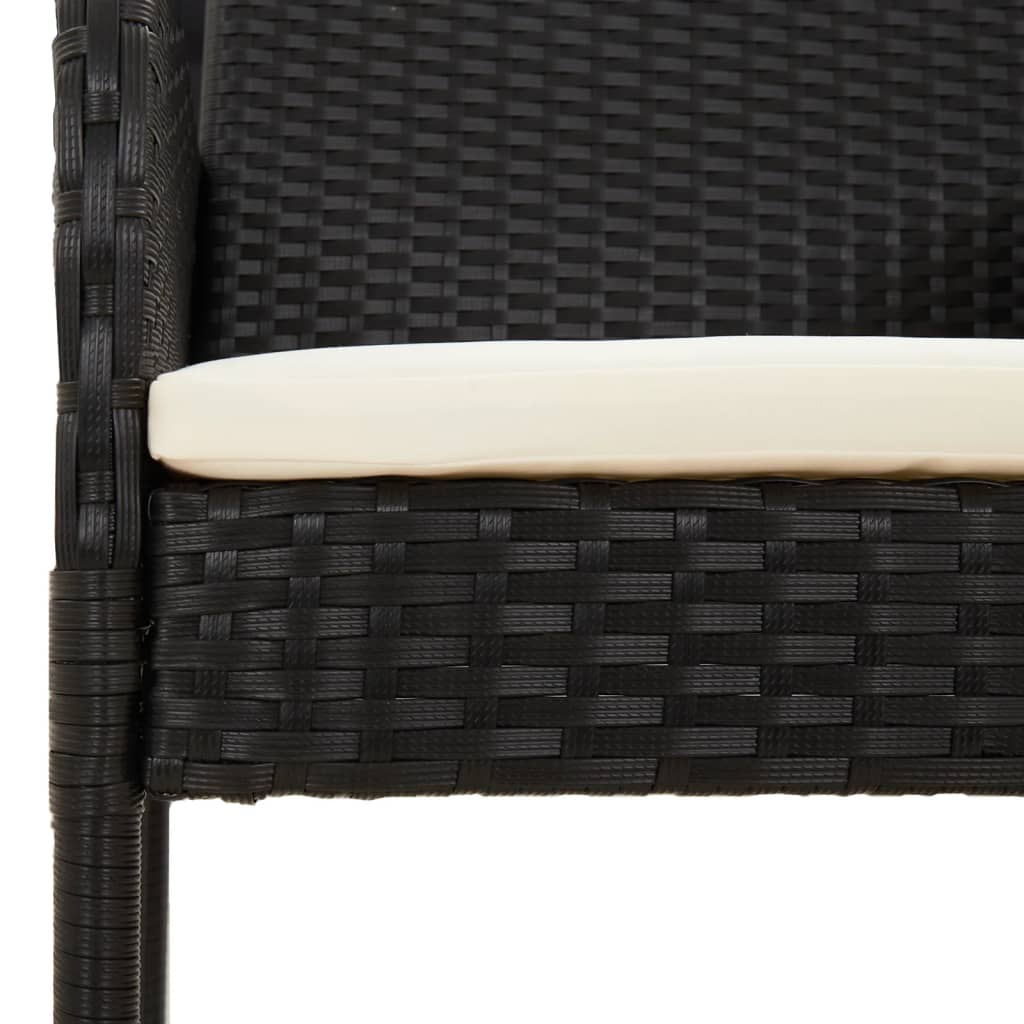 Set da Pranzo da Giardino 5 pz Nero con Cuscini in Polyrattan | homemem39