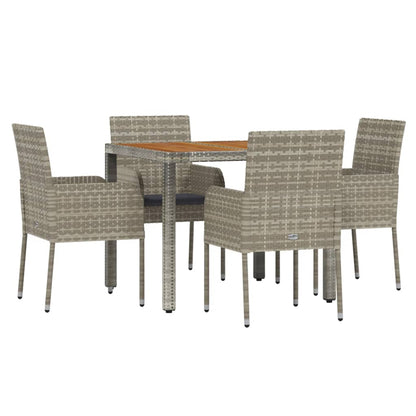 Set da Pranzo da Giardino 5 pz con Cuscini in Polyrattan Grigio