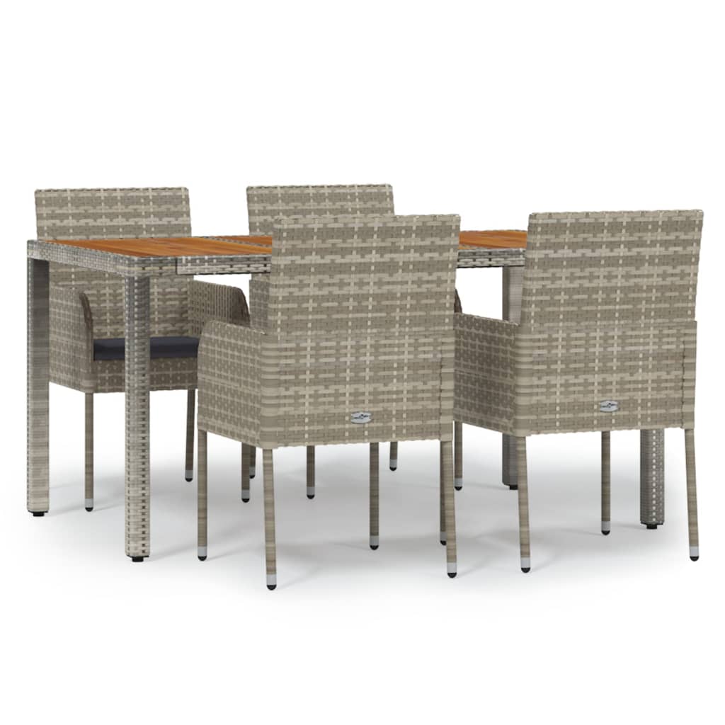 Set da Pranzo da Giardino 5 pz con Cuscini in Polyrattan Grigio - homemem39