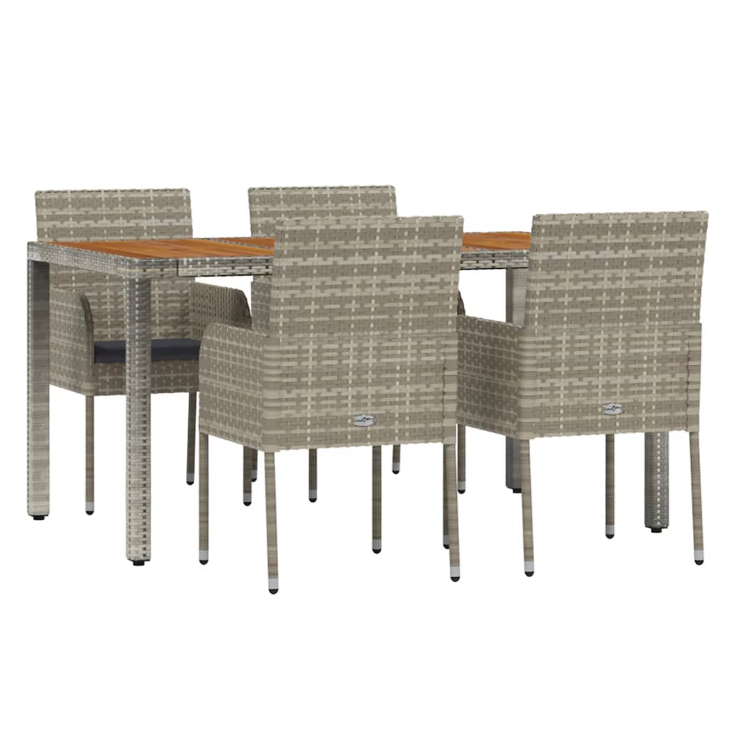 Set da Pranzo da Giardino 5 pz con Cuscini in Polyrattan Grigio - homemem39