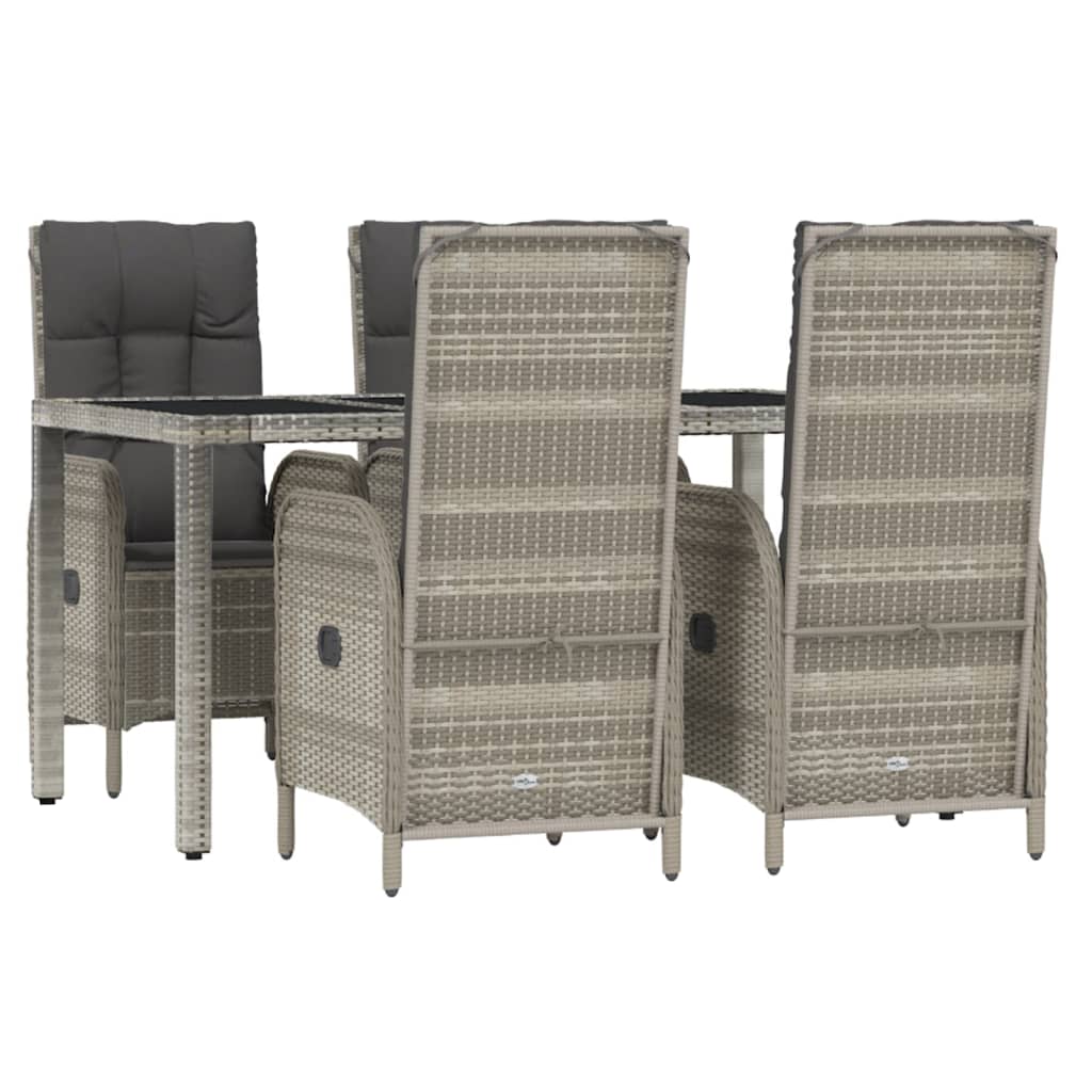 Set da Pranzo da Giardino 5 pz con Cuscini in Polyrattan Grigio - homemem39