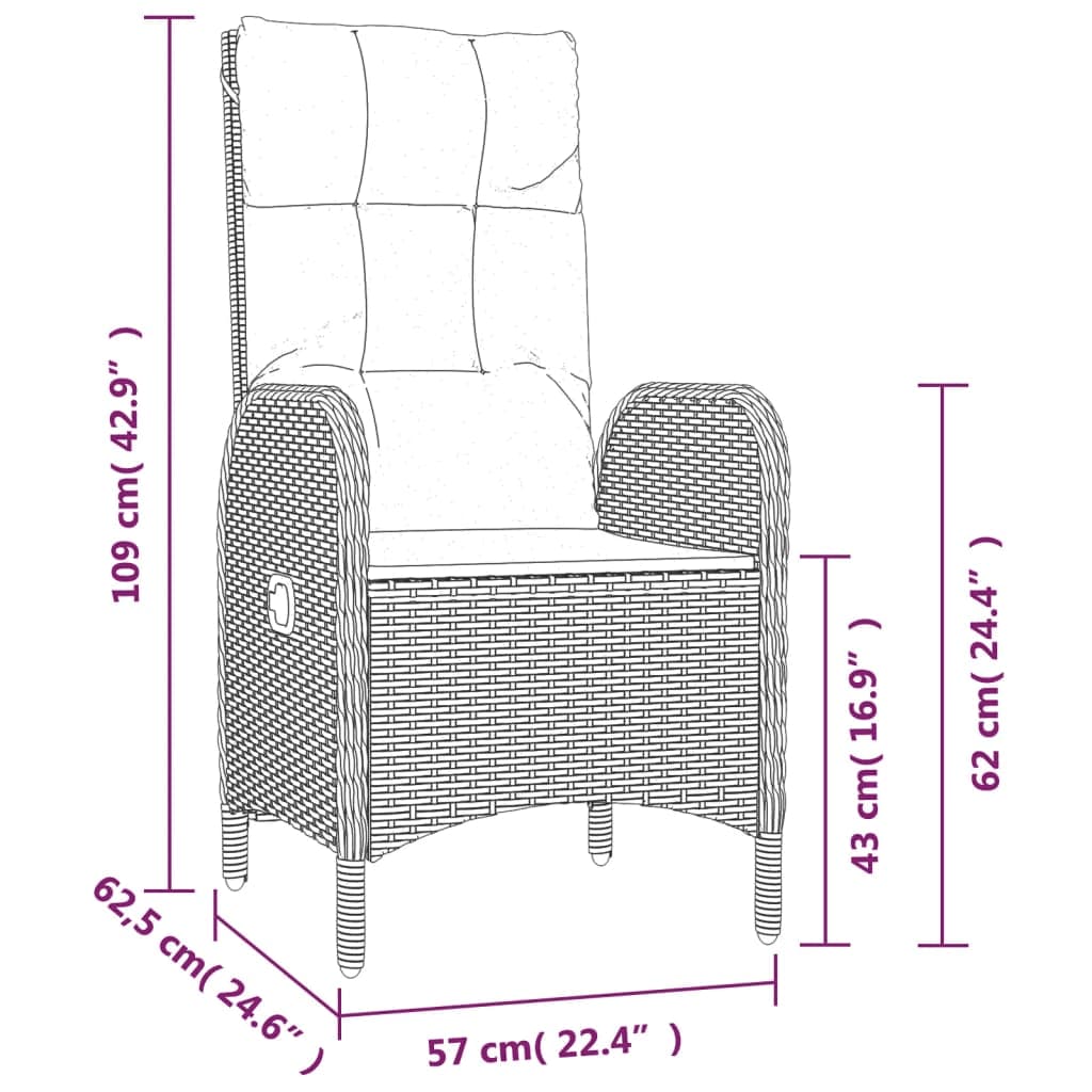 Set da Pranzo da Giardino 7 pz con Cuscini in Polyrattan Grigio | homemem39