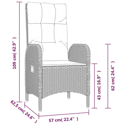 Set da Pranzo da Giardino 9 pz con Cuscini in Polyrattan Grigio | homemem39
