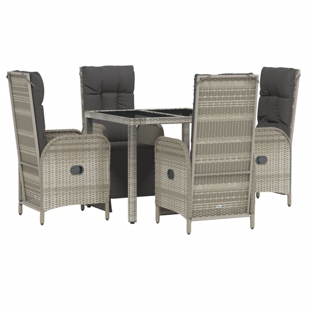 Set da Pranzo da Giardino 5 pz con Cuscini in Polyrattan Grigio - homemem39