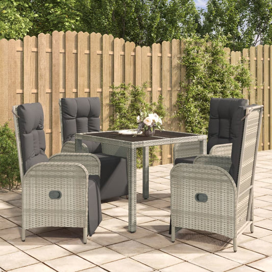 Set da Pranzo da Giardino 5 pz con Cuscini in Polyrattan Grigio - homemem39