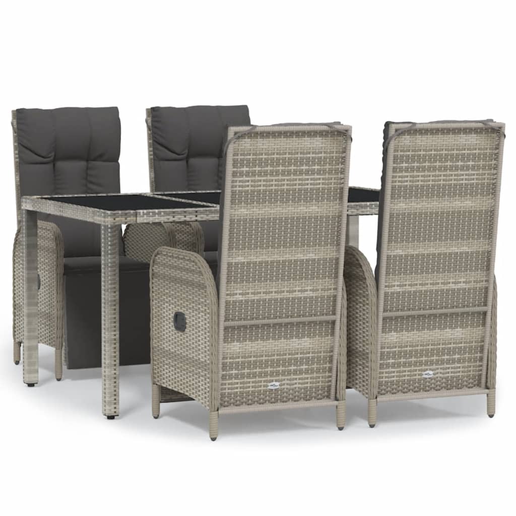 Set da Pranzo da Giardino 5 pz con Cuscini in Polyrattan Grigio - homemem39