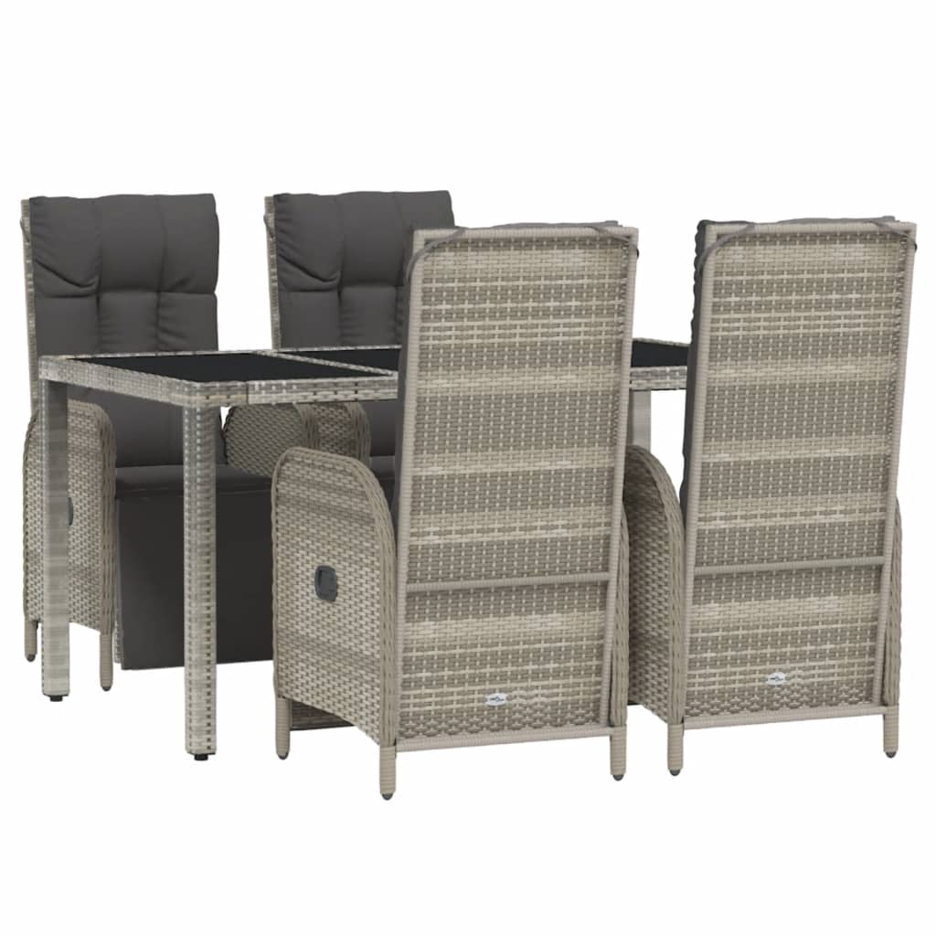 Set da Pranzo da Giardino 5 pz con Cuscini in Polyrattan Grigio - homemem39