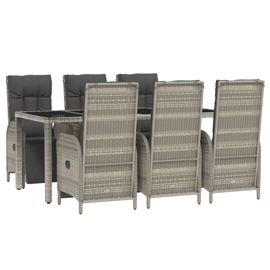 Set da Pranzo da Giardino 7 pz con Cuscini in Polyrattan Grigio | homemem39