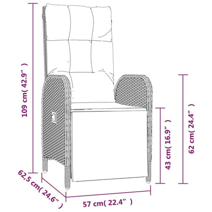 Set da Pranzo da Giardino 9 pz con Cuscini in Polyrattan Grigio | homemem39