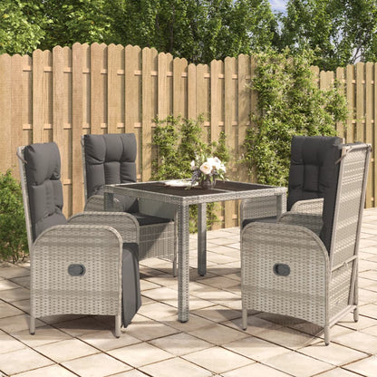 Set da Pranzo da Giardino 5 pz con Cuscini in Polyrattan Grigio - homemem39