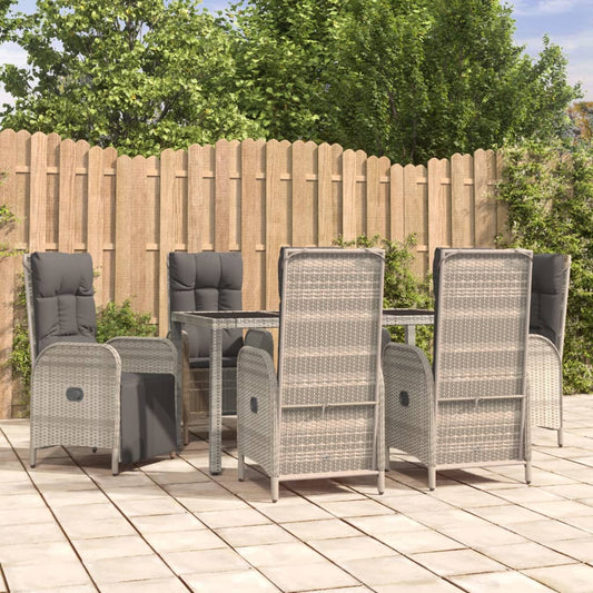 Set da Pranzo da Giardino 7 pz con Cuscini in Polyrattan Grigio - homemem39