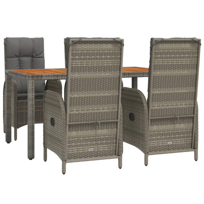 Set da Pranzo da Giardino 5 pz con Cuscini in Polyrattan Grigio - homemem39