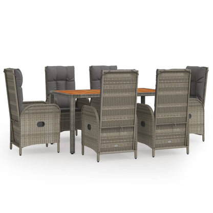 Set da Pranzo da Giardino 7 pz con Cuscini in Polyrattan Grigio - homemem39