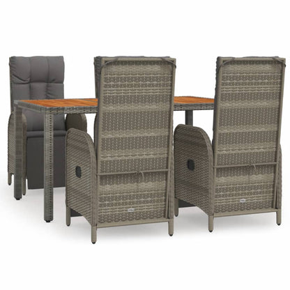 Set da Pranzo da Giardino 5 pz con Cuscini in Polyrattan Grigio - homemem39