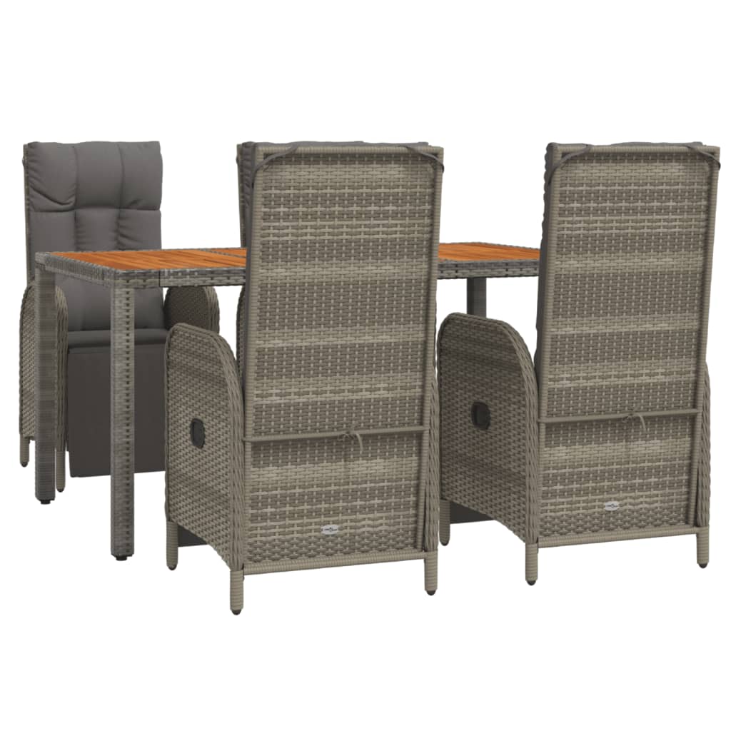 Set da Pranzo da Giardino 5 pz con Cuscini in Polyrattan Grigio - homemem39
