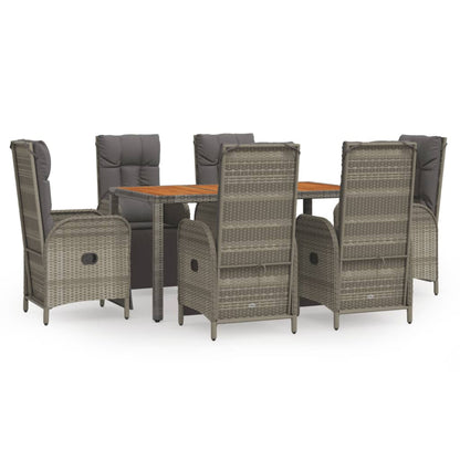 Set da Pranzo da Giardino 7 pz con Cuscini in Polyrattan Grigio - homemem39