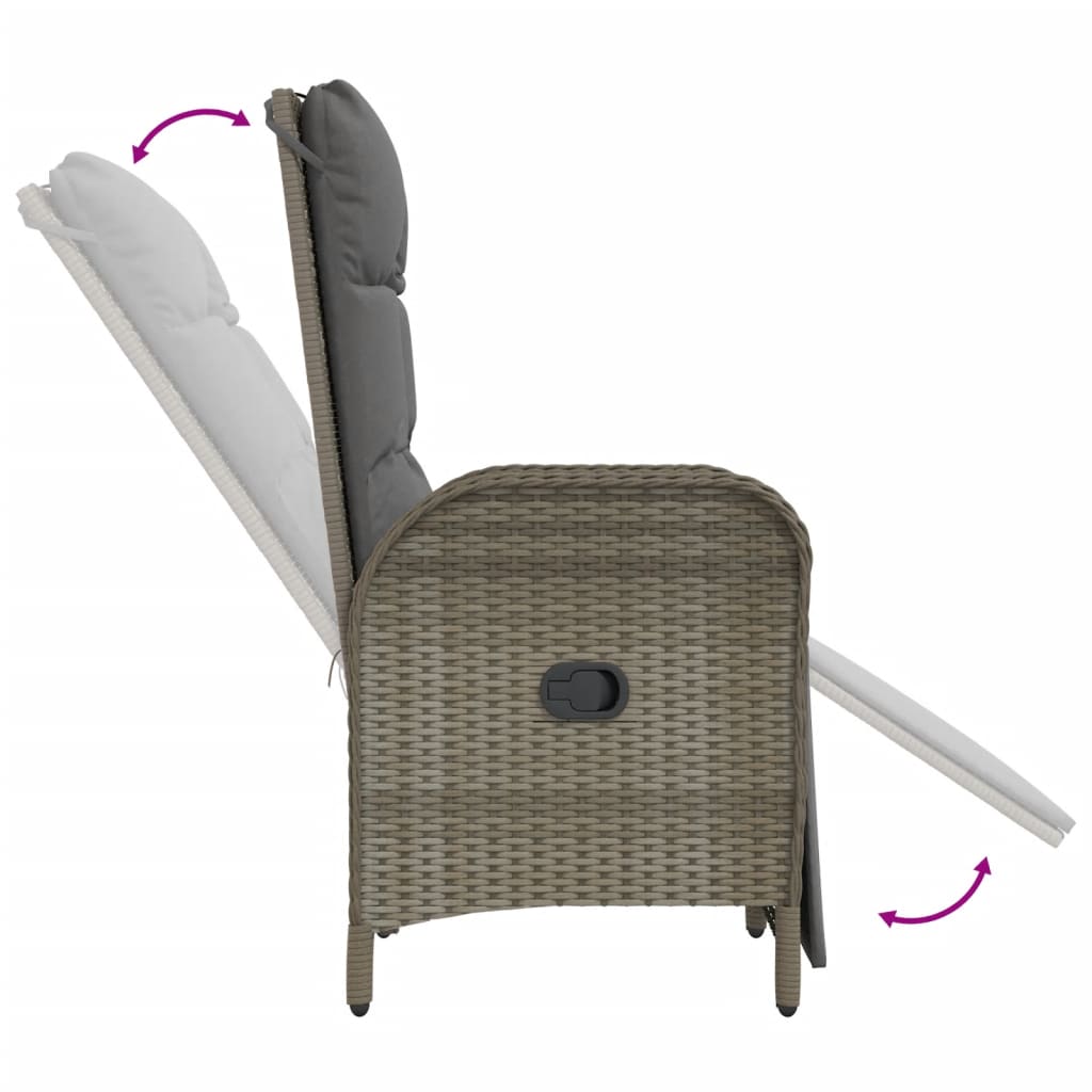Set da Pranzo da Giardino 7 pz con Cuscini in Polyrattan Grigio | homemem39