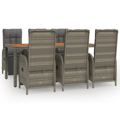 Set da Pranzo da Giardino 7 pz con Cuscini in Polyrattan Grigio | homemem39
